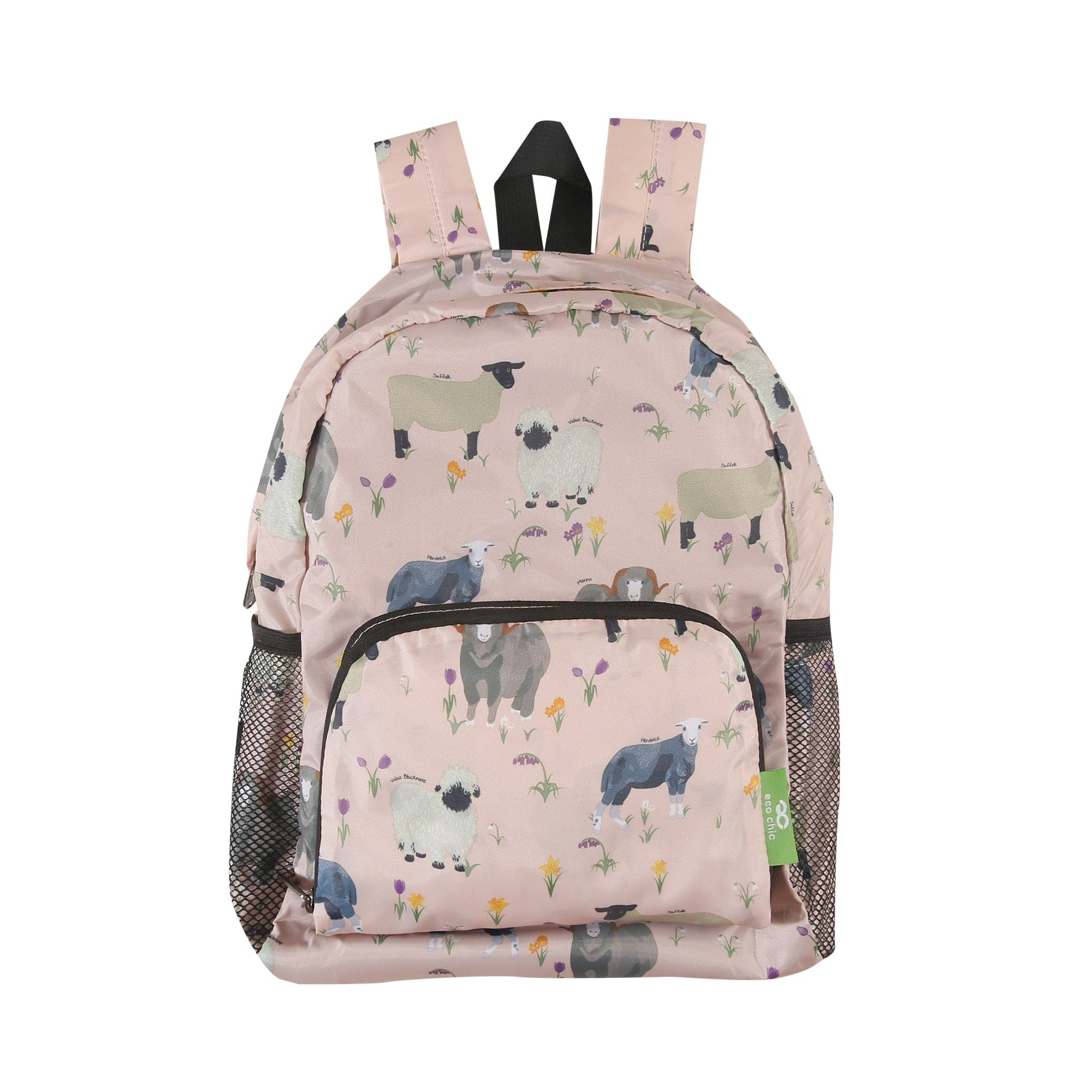 Eco Chic Beige Eco Chic Lightweight Foldable Mini Backpack Sheep Realism