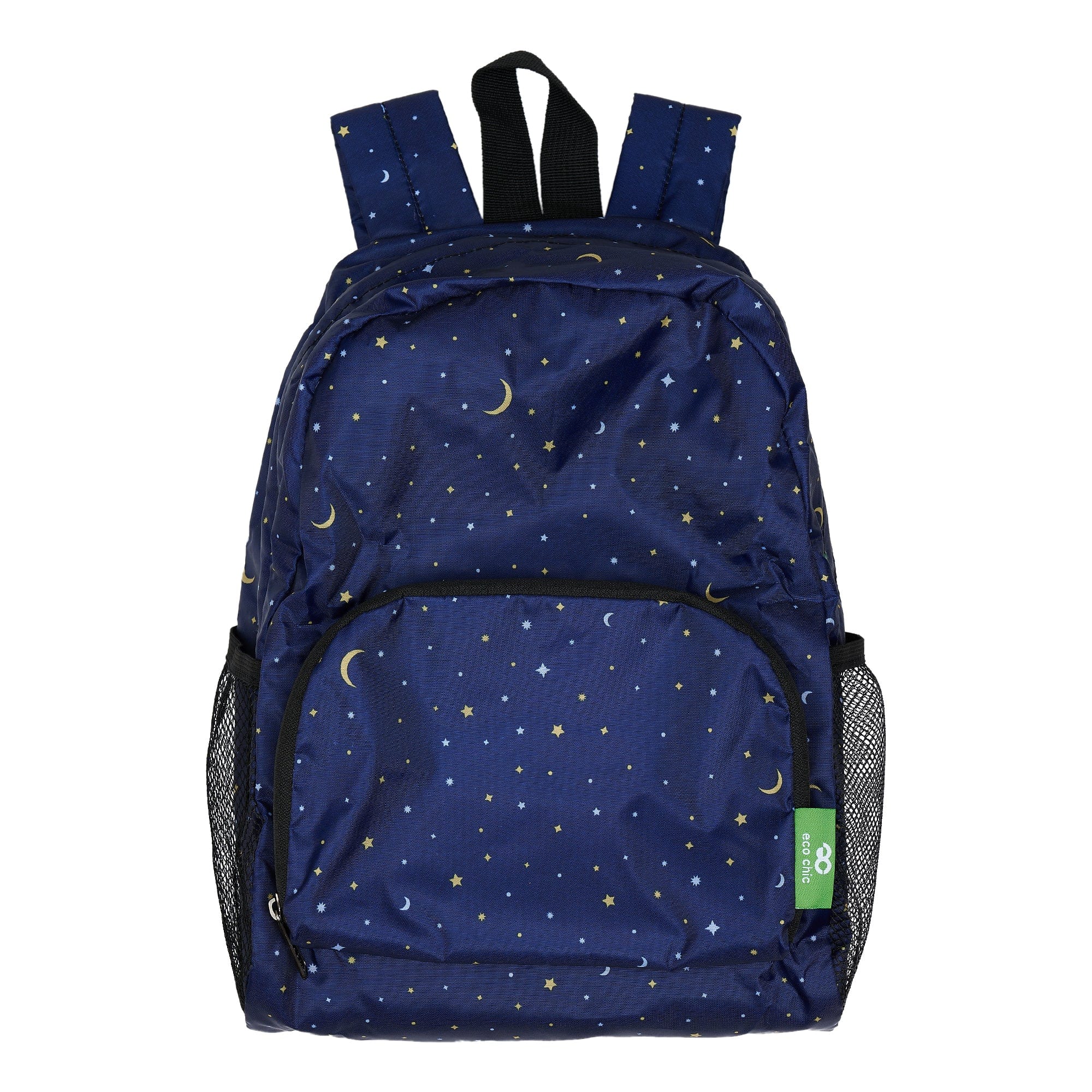 Eco Chic Navy Eco Chic Lightweight Foldable Mini Backpack Stars and Moons