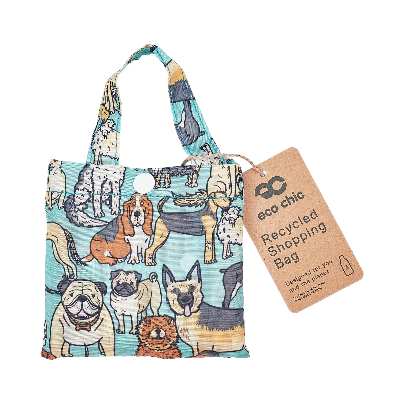 Eco Chic Eco Chic Lightweight Foldable Reusable Shopping Bag Dogs