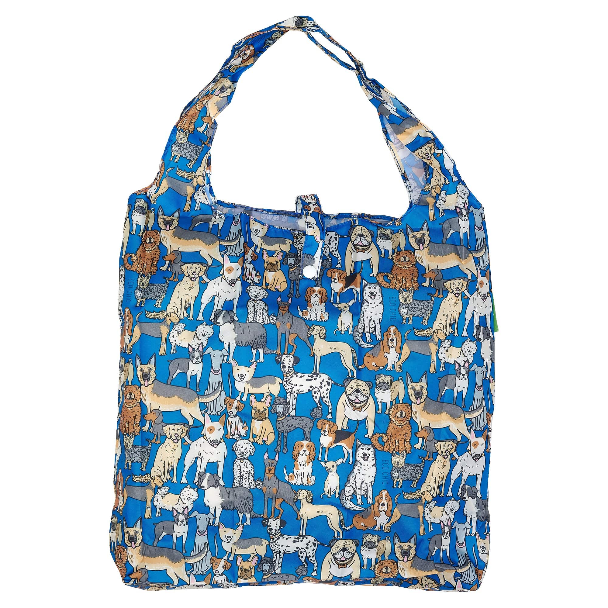 Eco Chic Blue Eco Chic Lightweight Foldable Reusable Shopping Bag Dogs