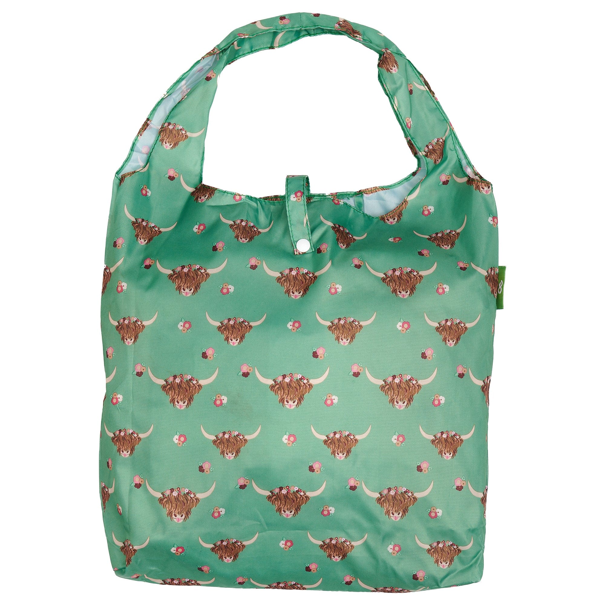 Eco Chic Eco Chic Lightweight Foldable Reusable Shopping Bag Floral Highland Cow