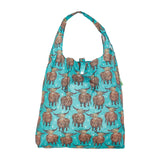 Eco Chic Teal Eco Chic Lightweight Foldable Reusable Shopping Bag Highland Cow