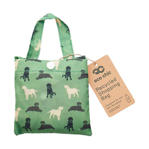 Eco Chic Verde Eco Chic Bolsa de compras reutilizable plegable ligera Labradors