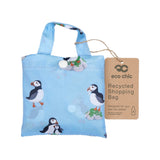Eco Chic Blue Eco Chic Lightweight Foldable Reusable Shopping Bag Multi Puffin