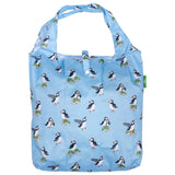 Eco Chic Blue Eco Chic Lightweight Foldable Reusable Shopping Bag Multi Puffin