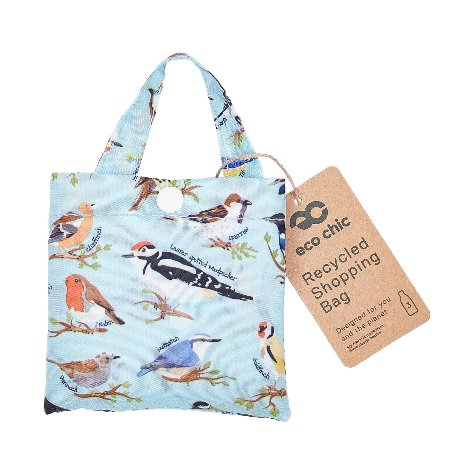 Eco Chic Eco Chic Lightweight Foldable Reusable Shopping Bag Wild Birds