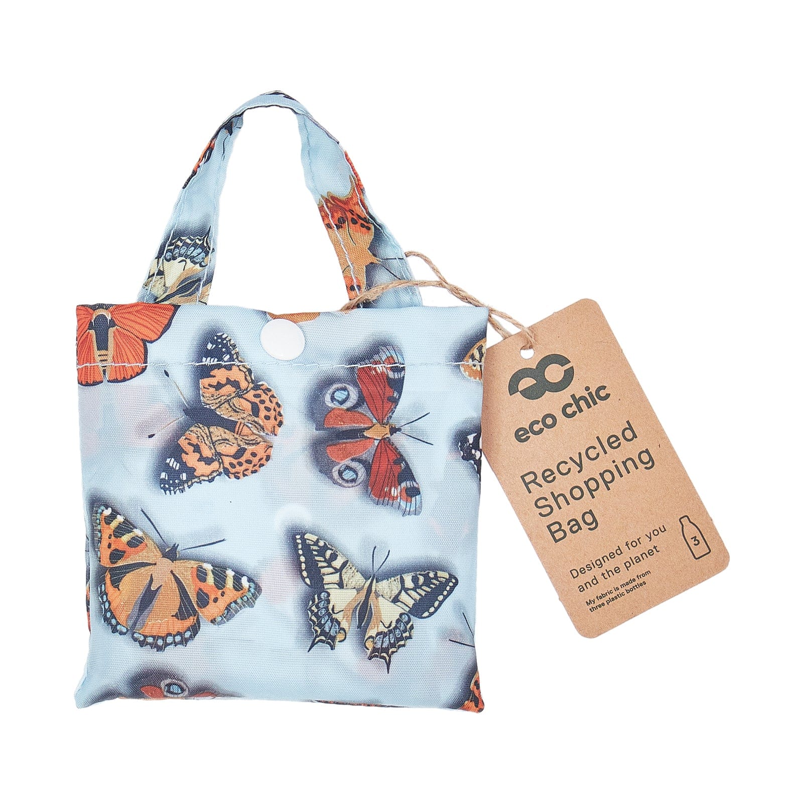 Eco Chic Eco Chic Lightweight Foldable Reusable Shopping Bag Wild Butterflies