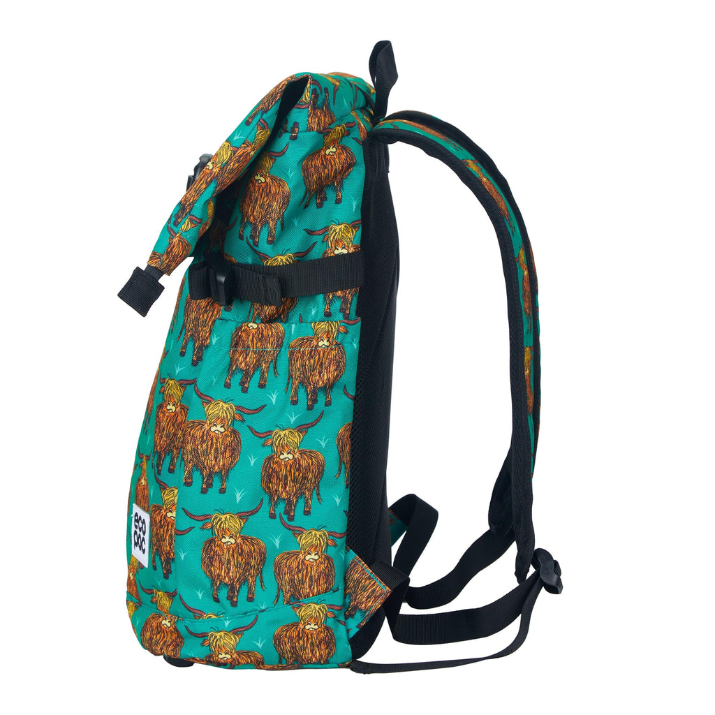 Eco Chic Recycled Canvas Rollup Backpack - Highland Cow β Eco Chic ...