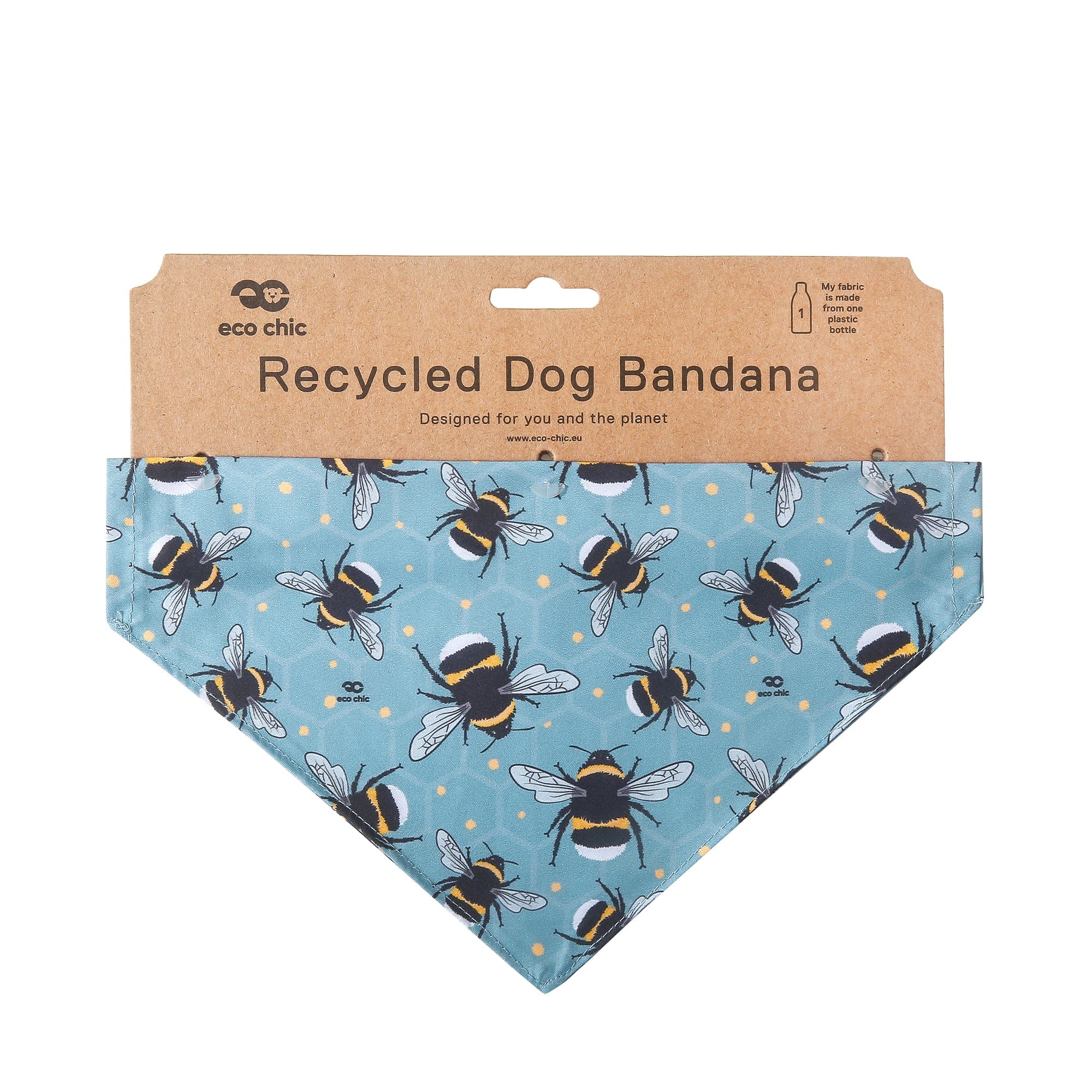 Eco Chic Eco Chic Recycled Dog Bandana - Bumble Bees Blue