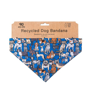 Eco Chic Eco Chic Recycled Dog Bandana - Dogs Blue