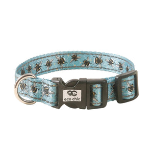 Eco Chic Medium Eco Chic Recycled Dog Collar - Bumble Bees Blue