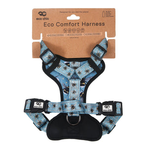 Eco Chic Eco Chic Recycled Dog Harness - Bumble Bees Blue