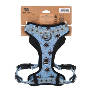 Eco Chic Eco Chic Recycled Dog Harness - Bumble Bees Blue