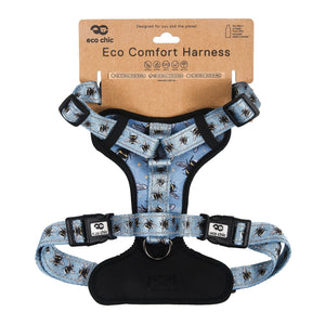 Eco Chic Eco Chic Recycled Dog Harness - Bumble Bees Blue