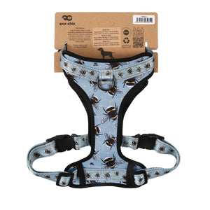 Eco Chic Eco Chic Recycled Dog Harness - Bumble Bees Blue