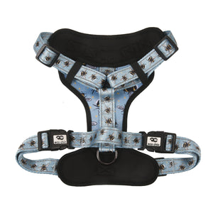 Eco Chic Eco Chic Recycled Dog Harness - Bumble Bees Blue