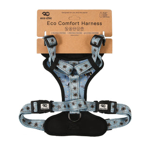 Eco Chic Eco Chic Recycled Dog Harness - Bumble Bees Blue