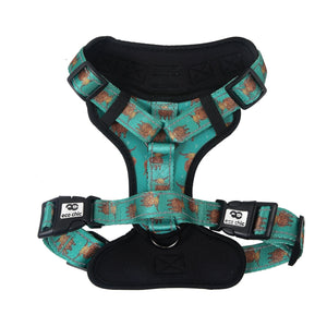 Eco Chic Eco Chic Recycled Dog Harness - Highland Cow Teal