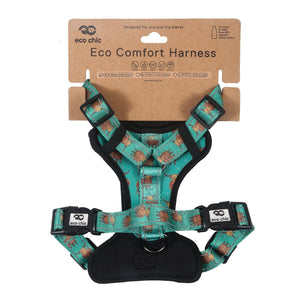 Eco Chic Eco Chic Recycled Dog Harness - Highland Cow Teal