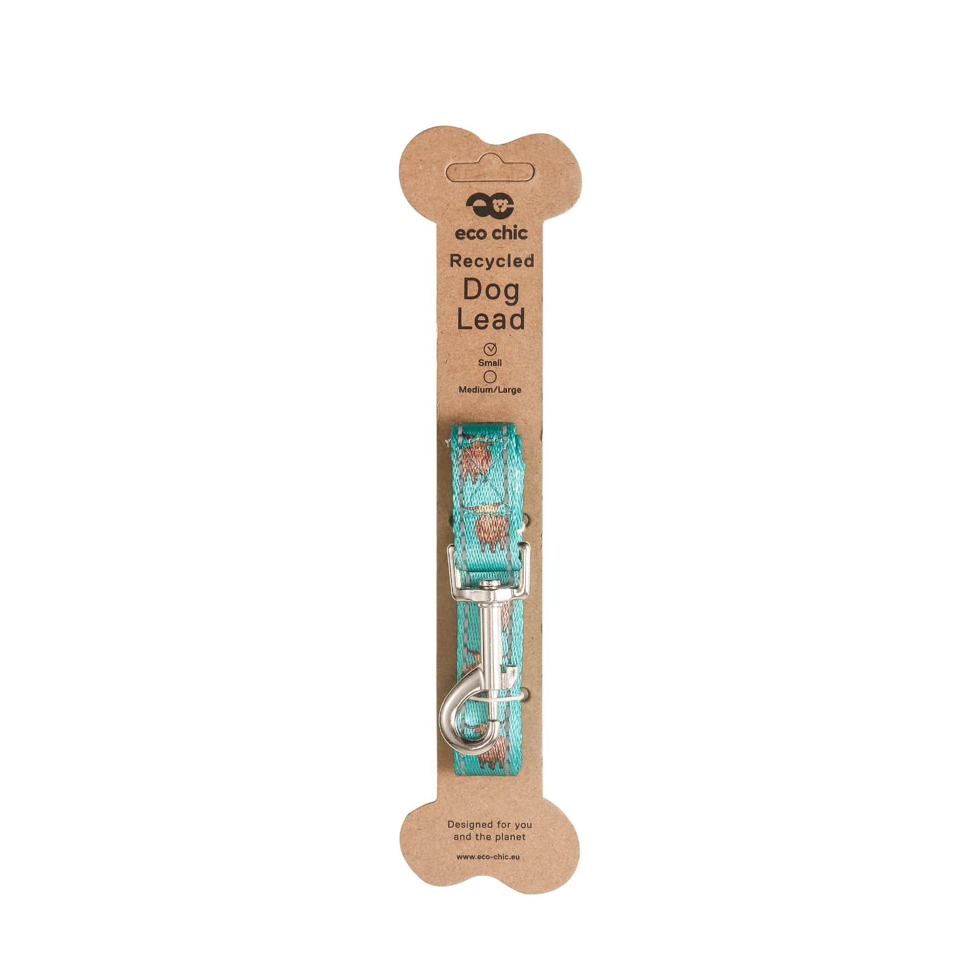 Eco Chic Eco Chic Recycled Dog Lead - Highland Cows Teal