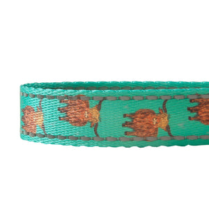 Eco Chic Eco Chic Recycled Dog Lead - Highland Cows Teal