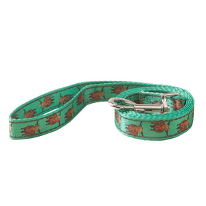 Eco Chic Eco Chic Recycled Dog Lead - Highland Cows Teal