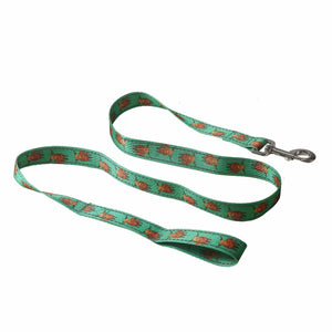 Eco Chic Medium/Large Eco Chic Recycled Dog Lead - Highland Cows Teal