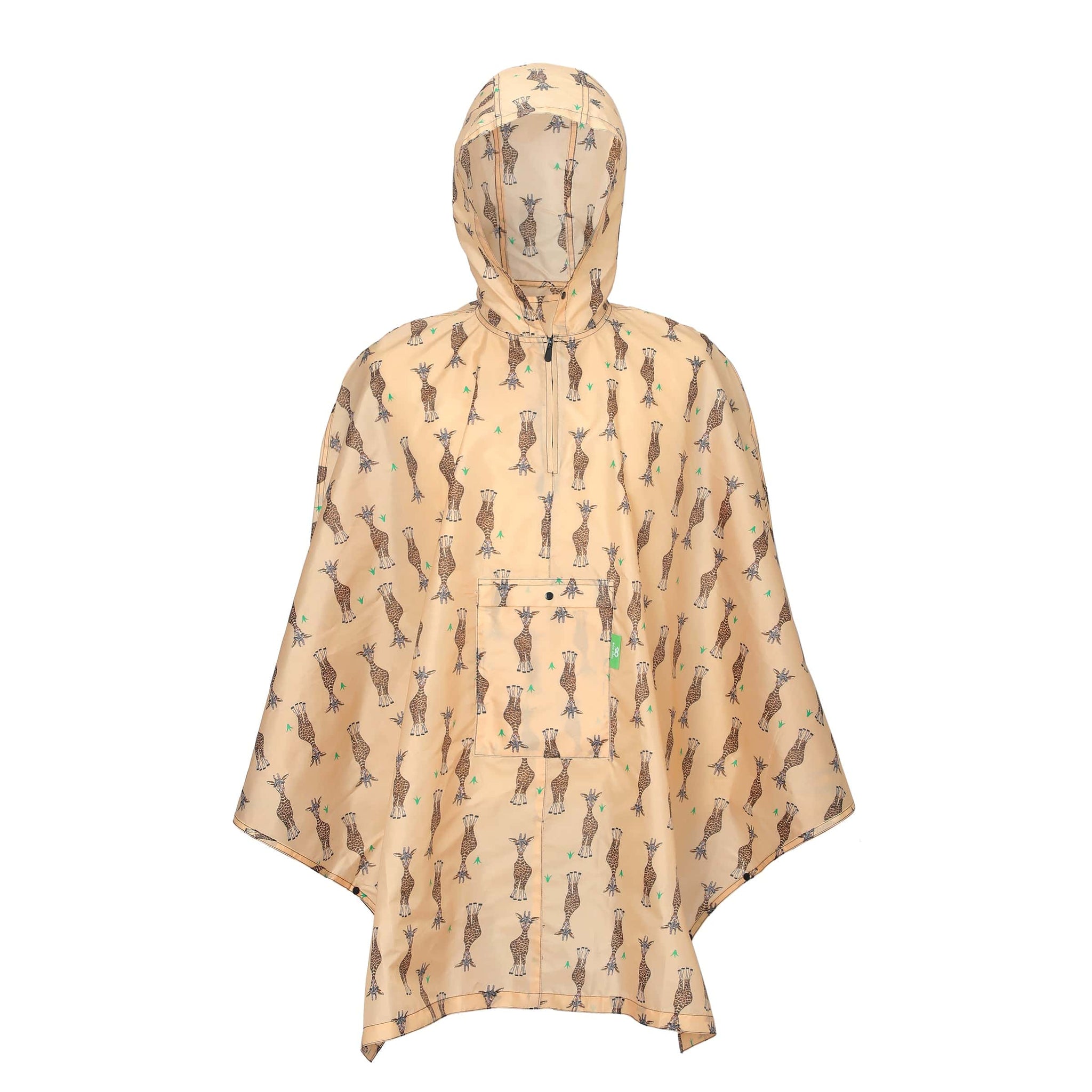 Eco Chic Eco Chic Waterproof Foldable Adult Poncho Giraffes