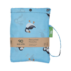 Eco Chic Eco Chic Waterproof Foldable Adult Poncho Multi Puffin