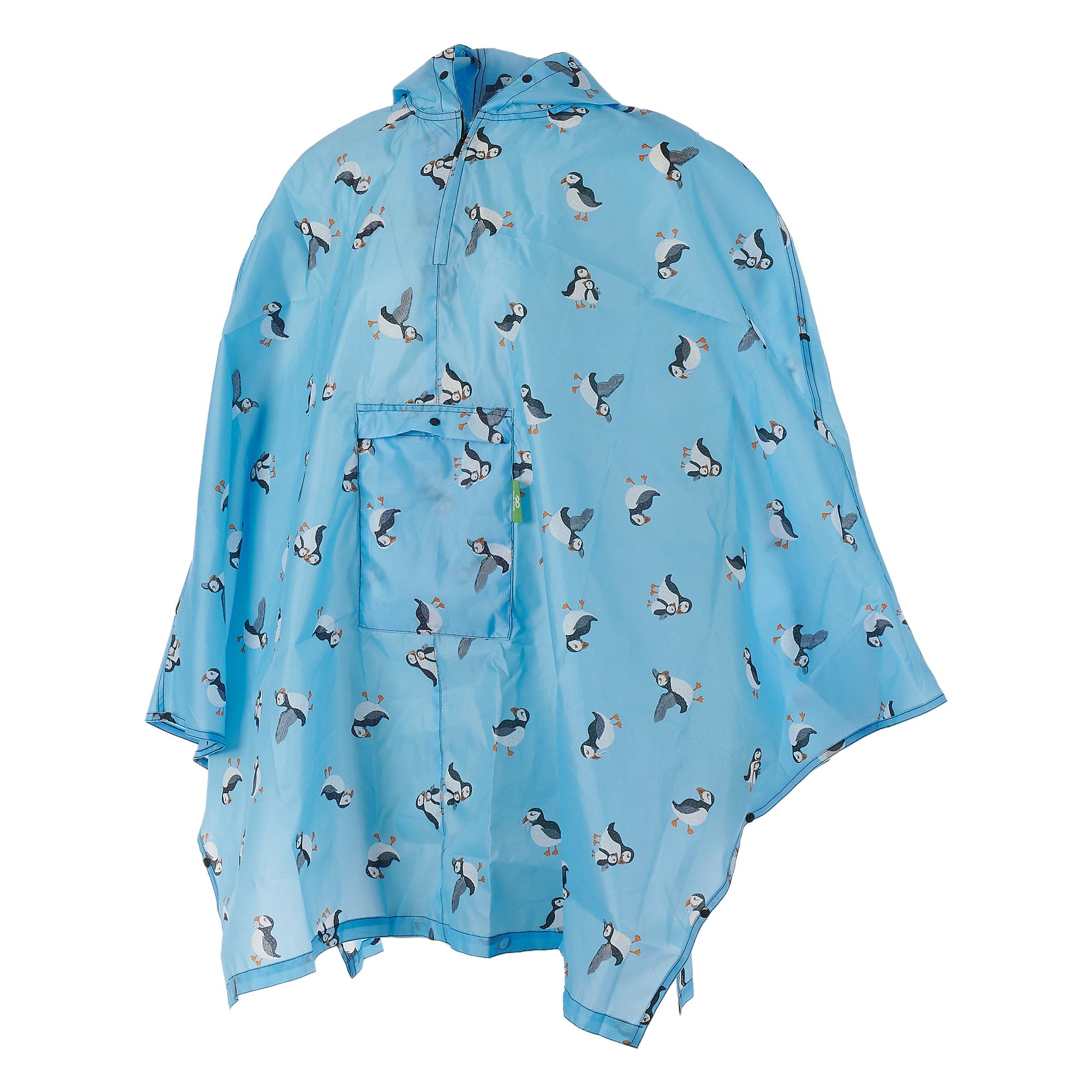 Eco Chic Eco Chic Waterproof Foldable Adult Poncho Multi Puffin