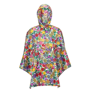 Eco Chic Eco Chic Waterproof Foldable Adult Poncho Peonies