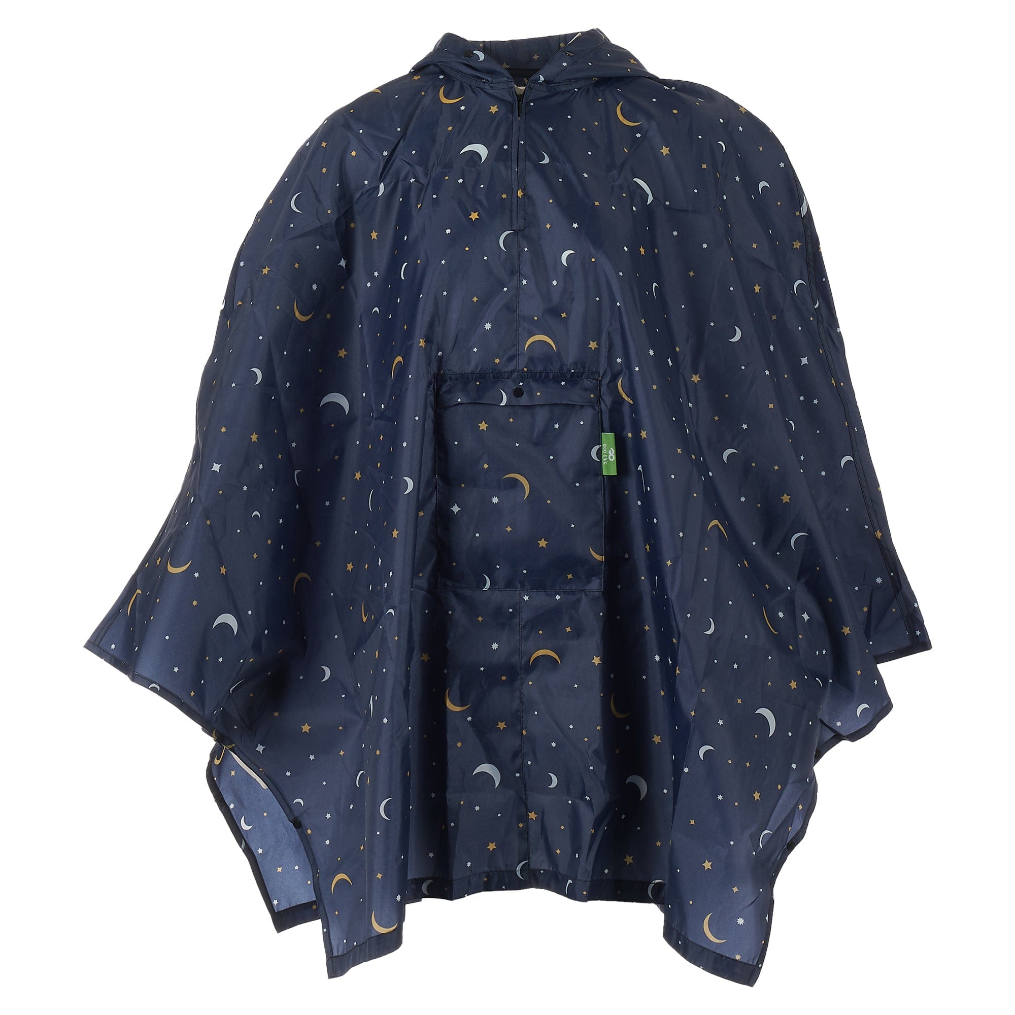 Eco Chic Eco Chic Waterproof Foldable Adult Poncho Stars and Moons