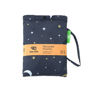 Eco Chic Eco Chic Waterproof Foldable Adult Poncho Stars and Moons