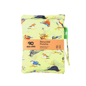 Eco Chic Eco Chic Waterproof Foldable Adult Poncho Wild Birds