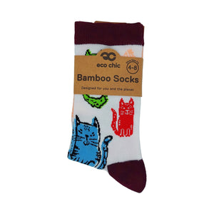 Eco Chic Eco Chic Eco-Friendly Bamboo Socks Cats