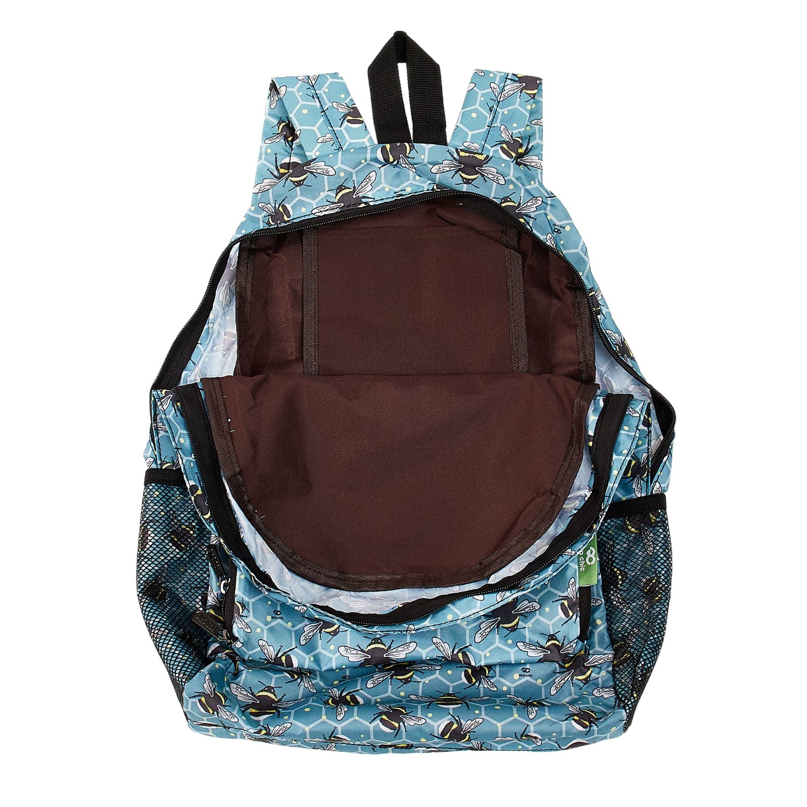 Eco Chic Teal Eco Chic Lightweight Foldable Backpack Bees