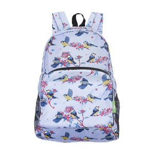 Eco Chic Beige Eco Chic Lightweight Foldable Backpack Blue Tits