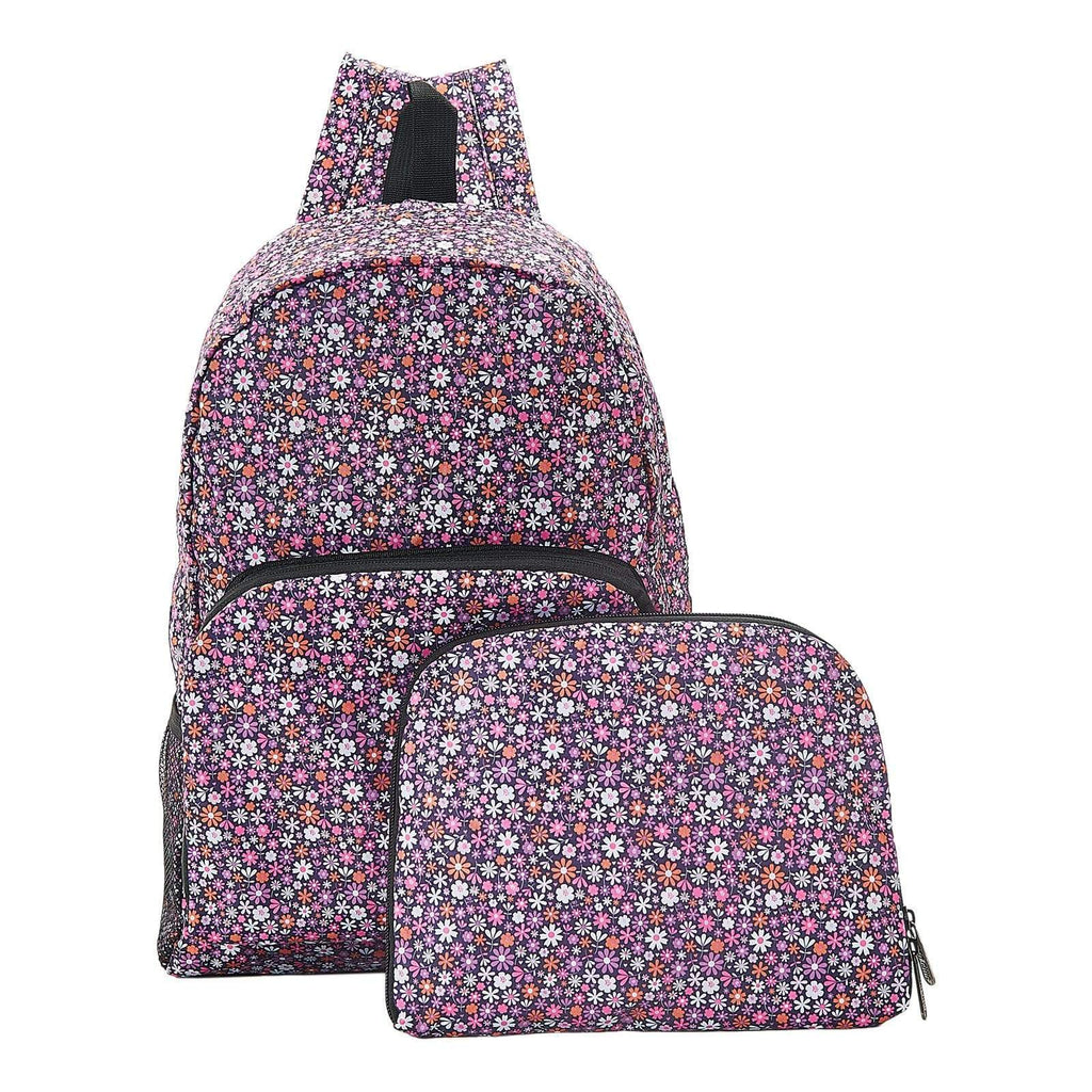 Eco Chic Purple Eco Chic Lightweight Foldable Backpack Ditsy