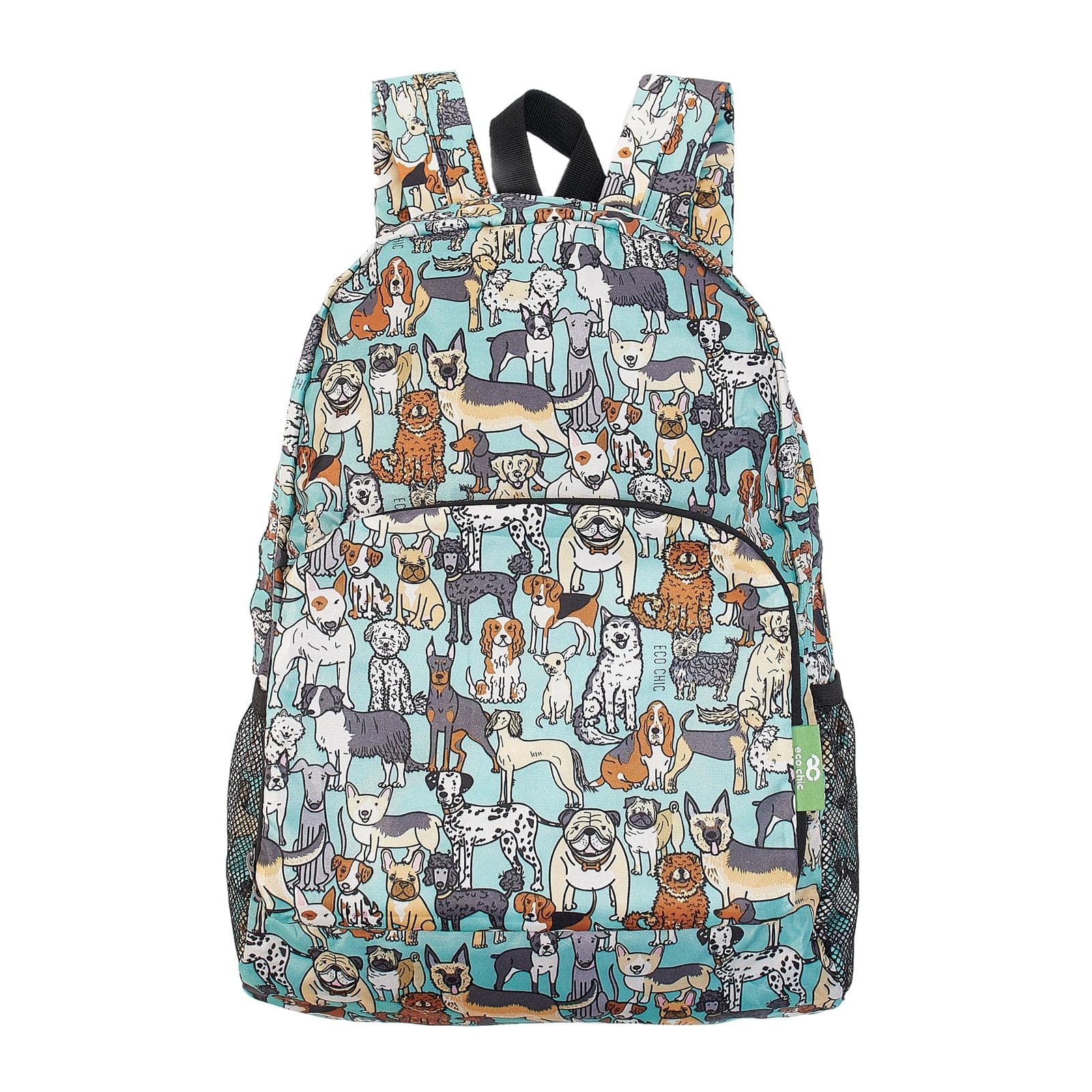 Eco Chic Teal Eco Chic Lightweight Foldable Backpack Dogs