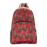 Eco Chic Eco Chic Lightweight Foldable Backpack Highland Cow