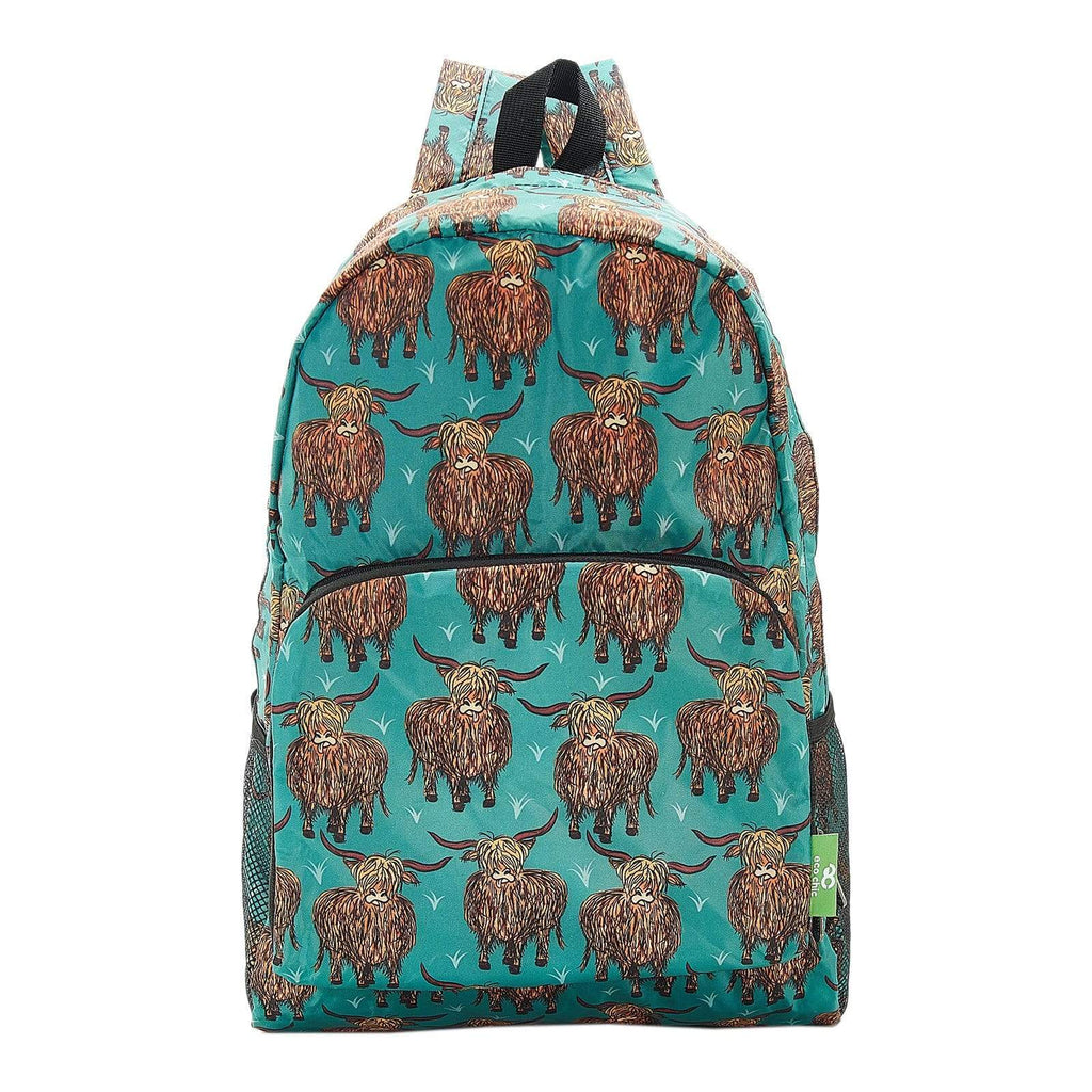 Eco Chic Eco Chic Sac à dos pliable léger Highland Cow