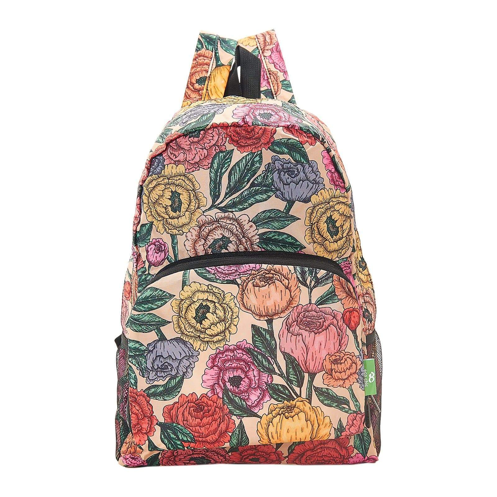 Eco Chic Eco Chic Lightweight Foldable Backpack Peonies