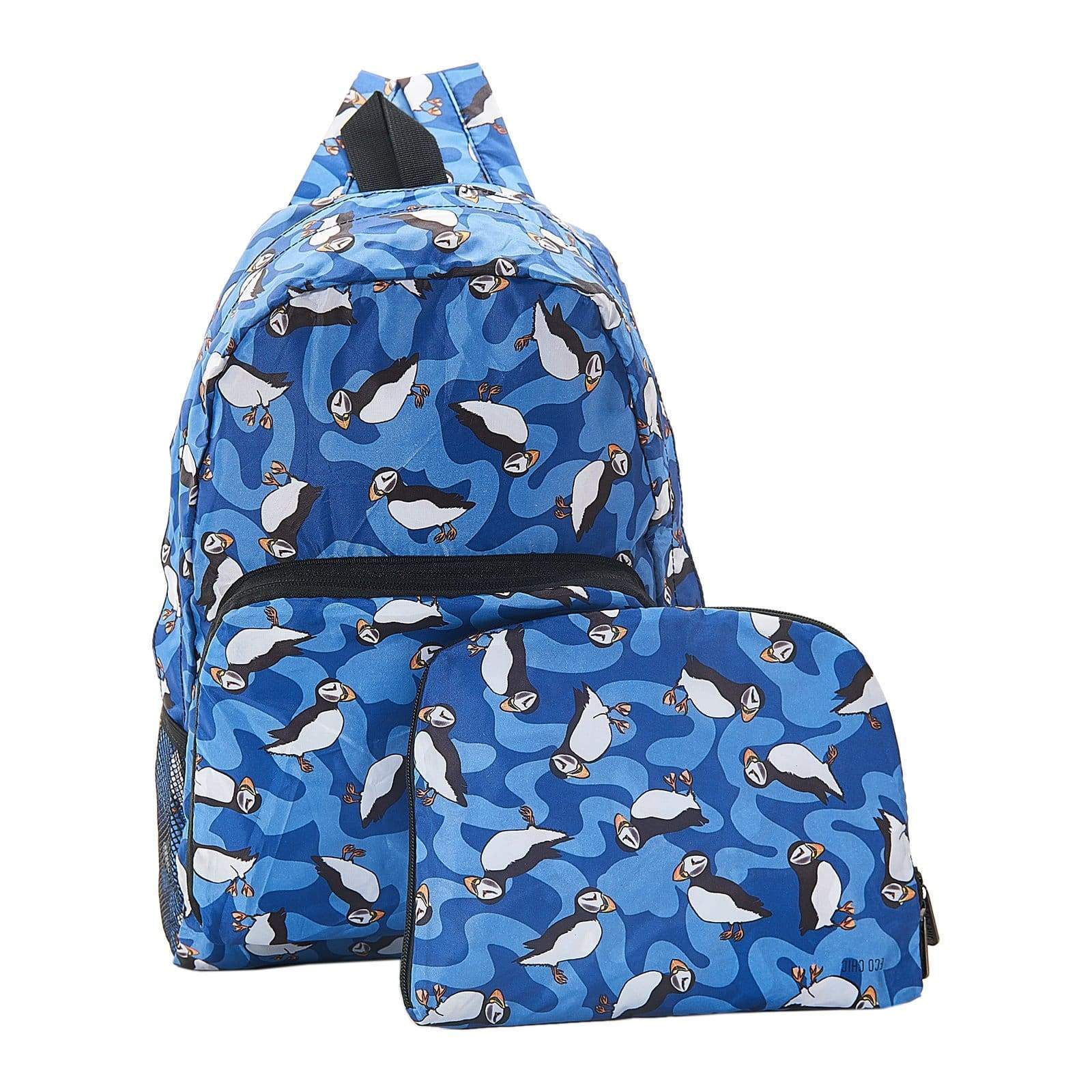Eco Chic Blue Eco Chic Lightweight Foldable Backpack Puffin