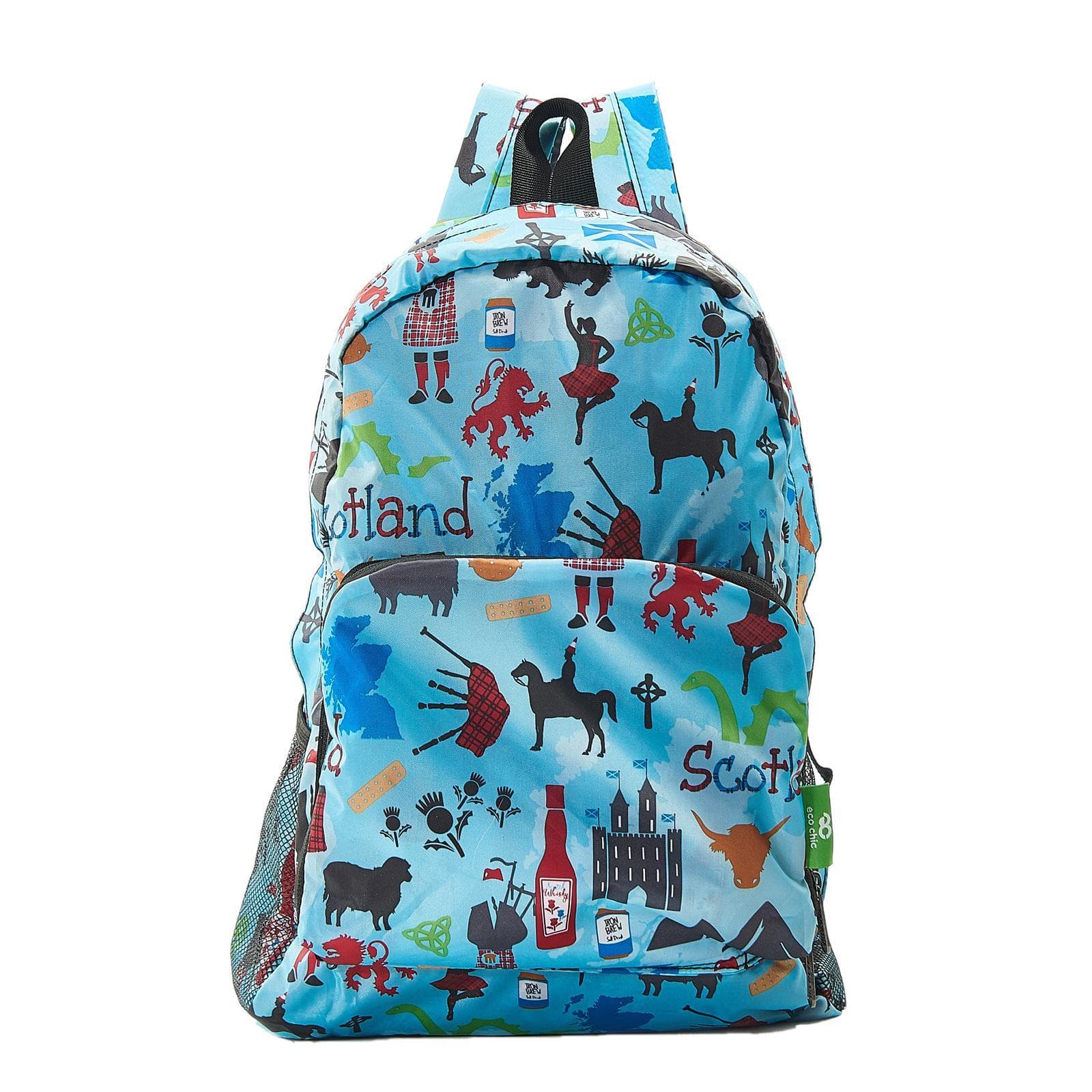 Eco Chic Eco Chic Lightweight Foldable Backpack Scottish Montage