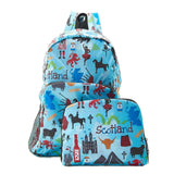 Eco Chic Blue Eco Chic Lightweight Foldable Backpack Scottish Montage