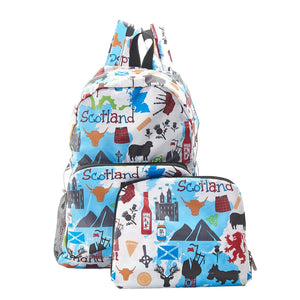 Eco Chic White Eco Chic Lightweight Foldable Backpack Scottish Montage