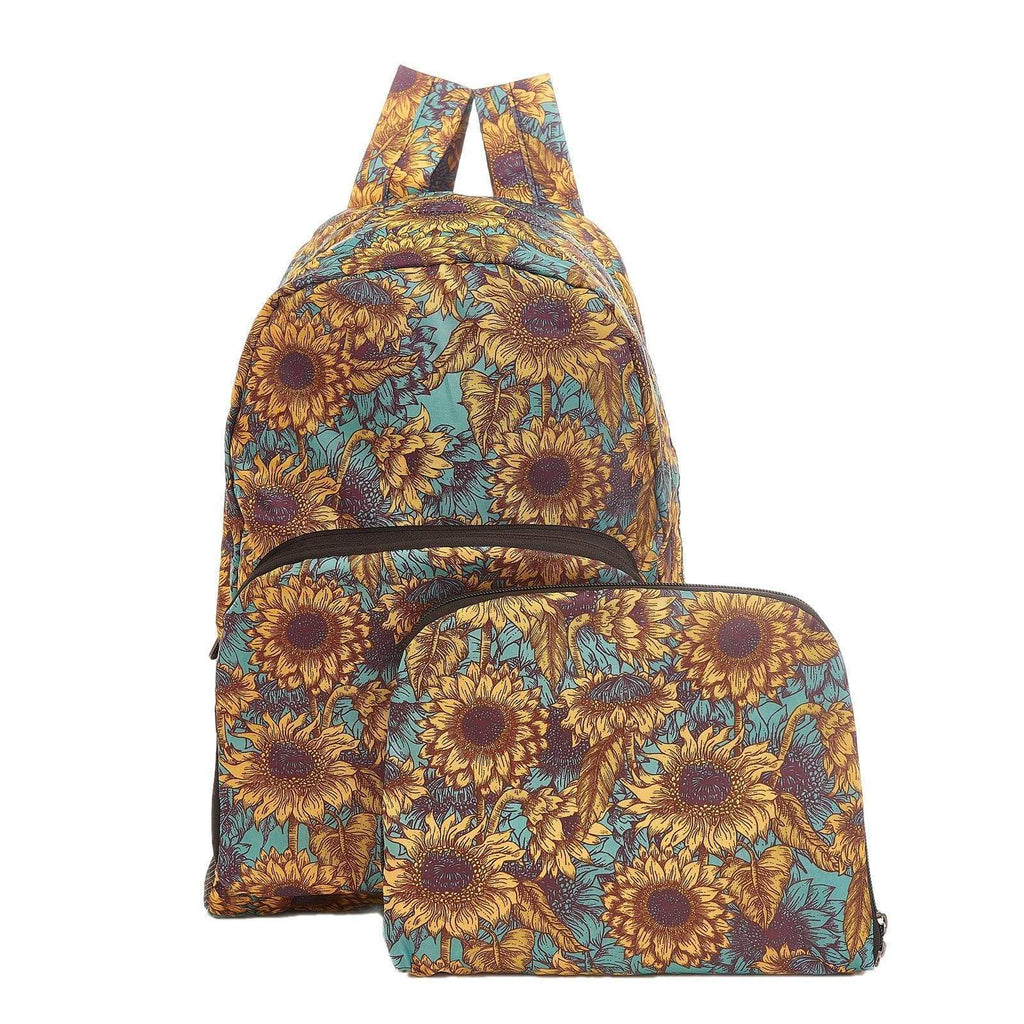Eco Chic Teal Eco Chic Lightweight Foldable Backpack Sunflower
