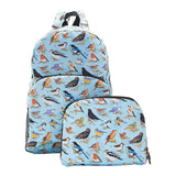 Eco Chic Blue Eco Chic Lightweight Foldable Backpack Wild Birds