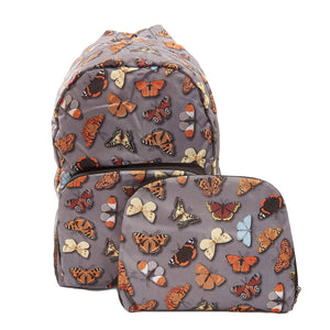 Eco Chic Grey Eco Chic Lightweight Foldable Backpack Wild Butterflies
