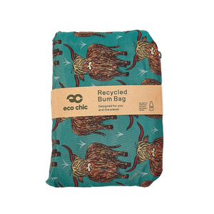 Eco Chic Teal Eco Chic Lightweight Foldable Bum Bag Highland Cow